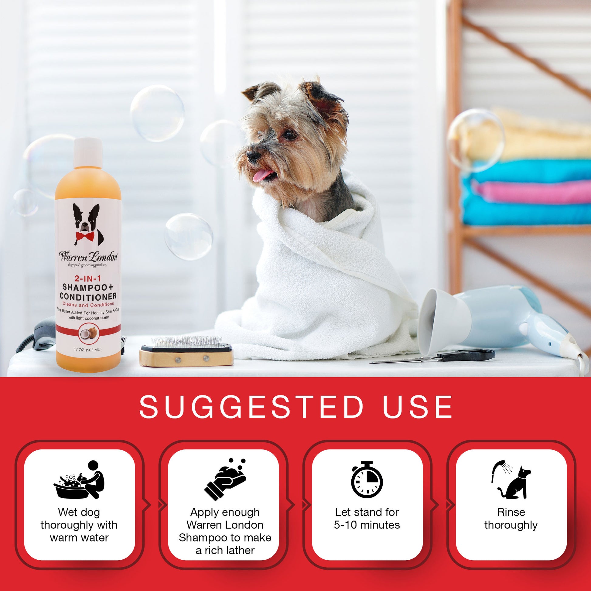 Warren London 2-in-1 Pet Shampoo Suggested Use