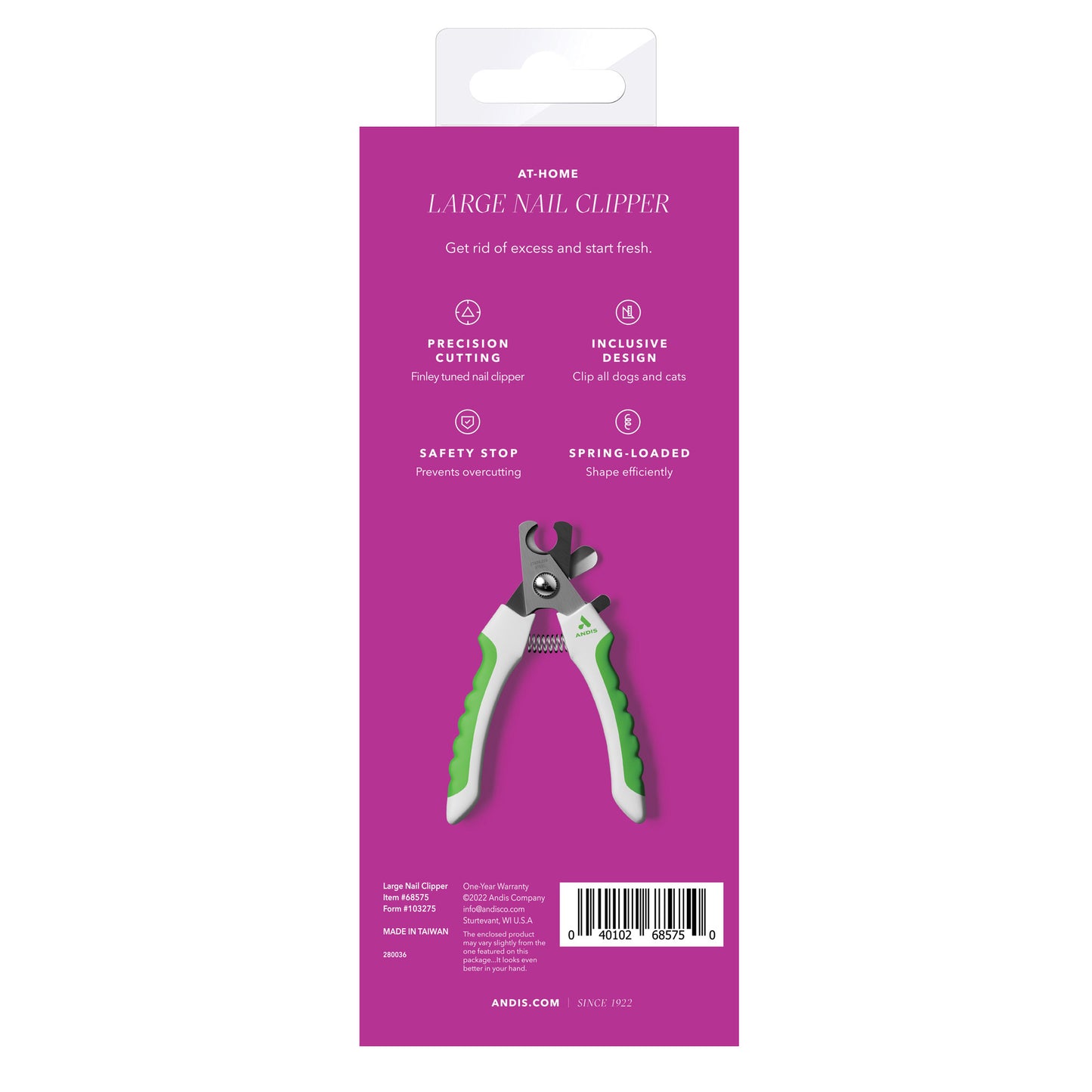 Andis Large Nail Clippers Back of Pack