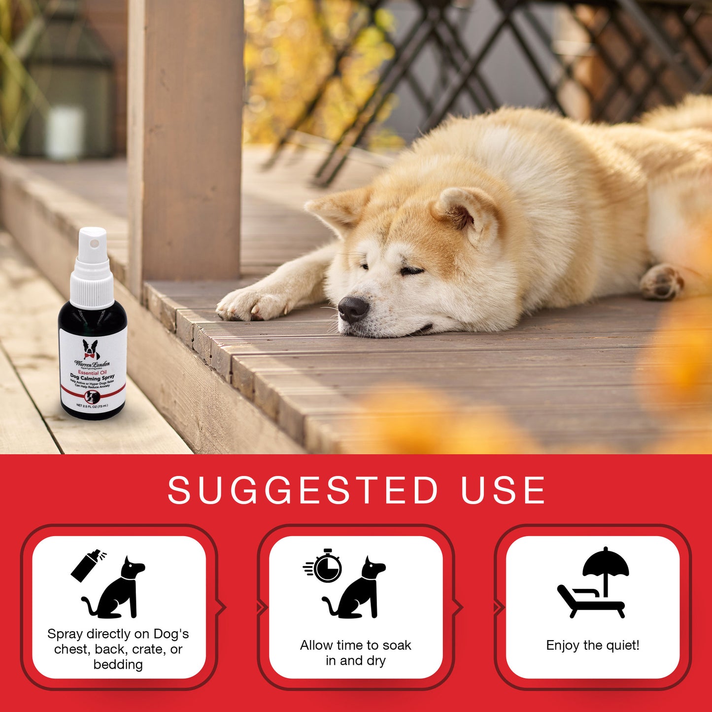 Essential Oil Dog Calming Spray Suggested Use