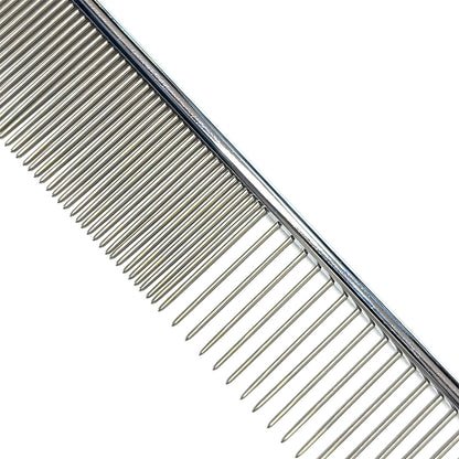 Metal Combination Dog Grooming Comb Close Up