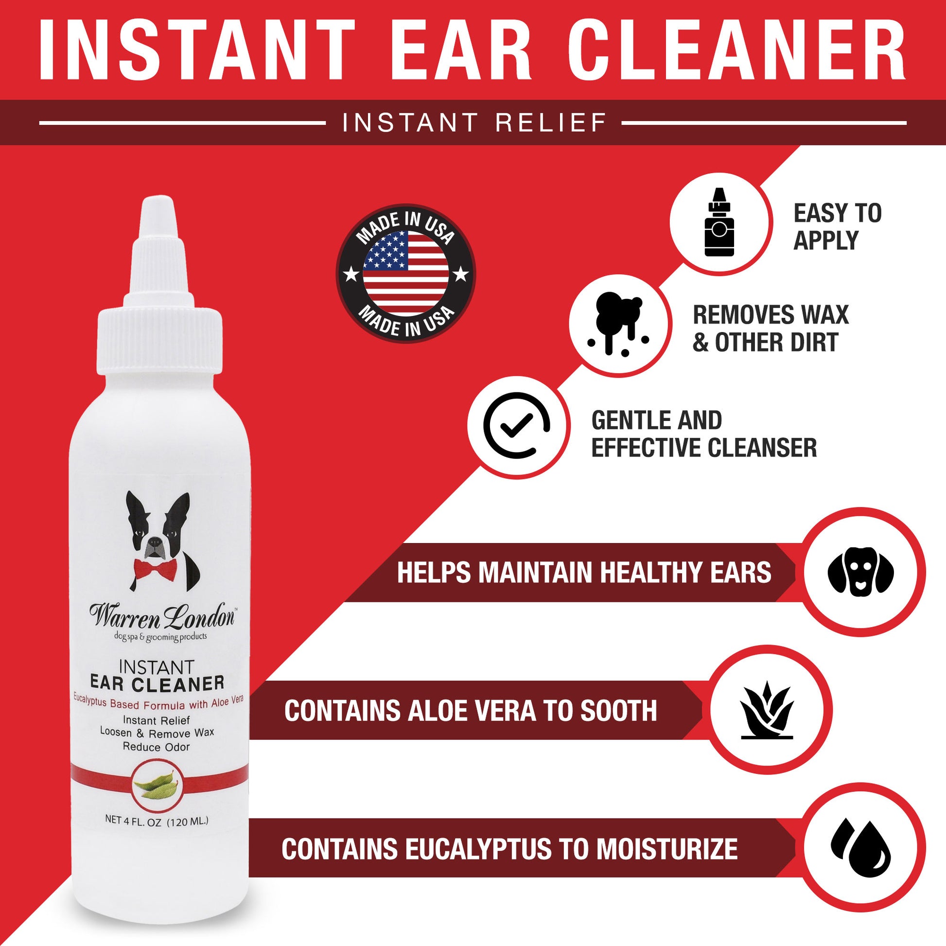 Instant Ear Cleaner Back of Bottle Benefits