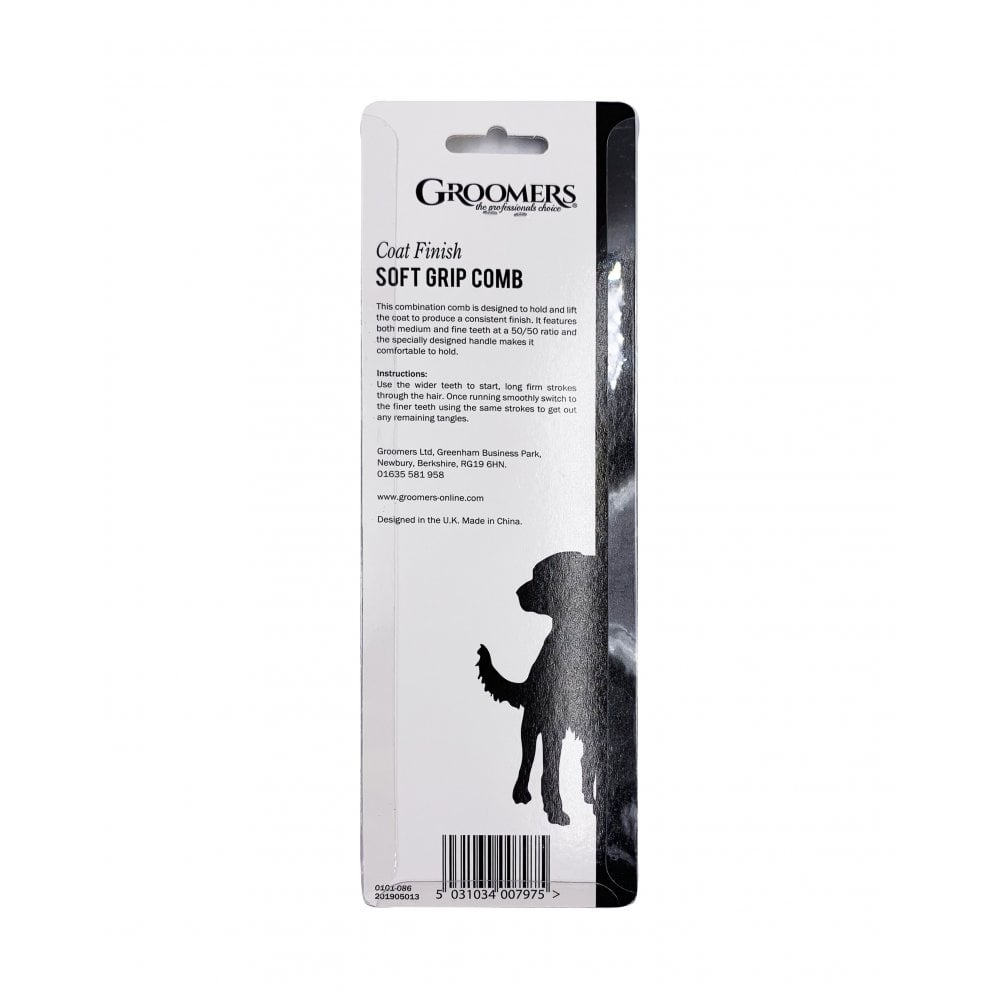 Groomers Soft Grip Dog Comb Back of Pack